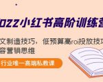 2022小红书高阶训练营：爆文制造技巧，低预算高roi投放技巧，内容营销思维-八爪鱼资源库