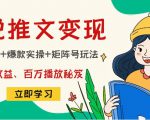小说推文训练营:引流技巧+爆款实操+矩阵号玩法,百倍效益、百万播放秘笈-八爪鱼资源库