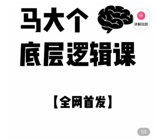 马大个·底层逻辑课,51节底层逻辑智慧课-价值1980元-八爪鱼资源库