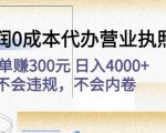 高利润0成本代办营业执照项目：一单赚300元日入4000+不会违规，不会内卷-八爪鱼资源库