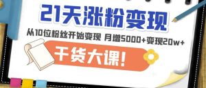 21天精准涨粉变现干货大课：从10位粉丝开始变现月增5000+变现20w+-八爪鱼资源库