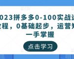 2023拼多多0-100实战运营教程，0基础起步，运营知识一手掌握-八爪鱼资源库