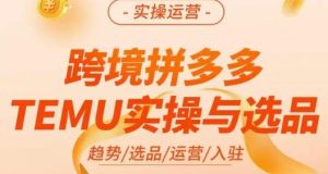 伍跃·跨境拼多多TEMU实操与选品,趋势/选品/运营/入住(27节完整)-八爪鱼资源库