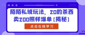 陌陌私域玩法，20的茶西卖200照样爆单【揭秘】-八爪鱼资源库
