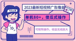 2023最新玩法短视频广告撸金，亲测单机收益80+，可矩阵，傻瓜式操作，小白可上手【揭秘】-八爪鱼资源库