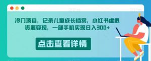 冷门项目，记录儿童成长档案，小红书虚拟资源变现，一部手机实现日入300+【揭秘】-八爪鱼资源库