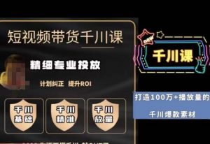 短视频带货-千川专业投放课，​精细化专业投放，计划纠正，提升ROI-八爪鱼资源库