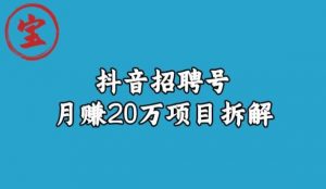 宝哥抖音招聘号月赚20w拆解玩法-八爪鱼资源库