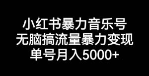 小红书暴力音乐号，无脑搞流量暴力变现，单号月入5000+-八爪鱼资源库