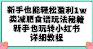 新手也能轻松盈利1w，卖减肥食谱玩法秘籍，新手也玩转小红书详细教程【揭秘】-八爪鱼资源库