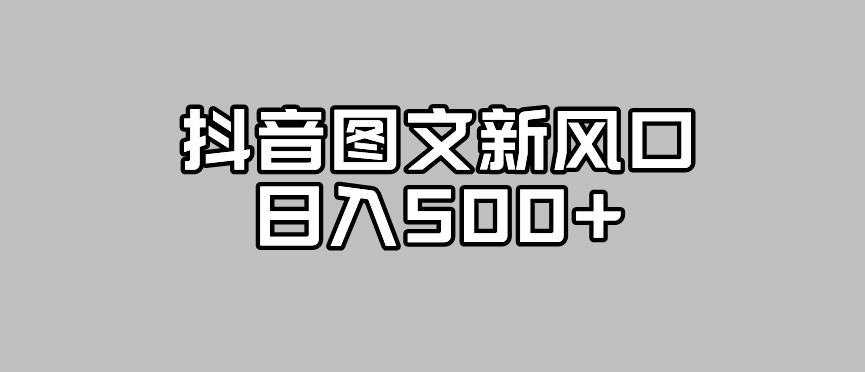 抖音图文最新风口，流量扶持非常高，日入500+【揭秘】-八爪鱼资源库