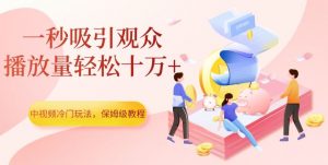 中视频冷门玩法，一秒吸引观众，播放量轻松十万+，保姆级教程【揭秘】-八爪鱼资源库
