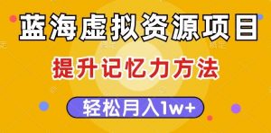 蓝海虚拟资源项目，提升记忆力方法，多种变现方式，轻松月入1w+【揭秘】-八爪鱼资源库