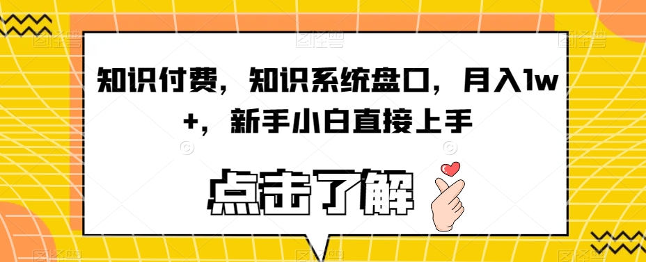 知识付费，知识系统盘口，月入1w+，新手小白直接上手-八爪鱼资源库