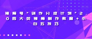视频号“创作分成计划”2.0四大类视频制作教程+小白五技巧【揭秘】-八爪鱼资源库