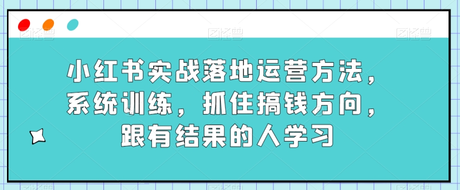 小红书实战落地运营方法,系统训练,抓住搞钱方向,跟有结果的人学习-八爪鱼资源库