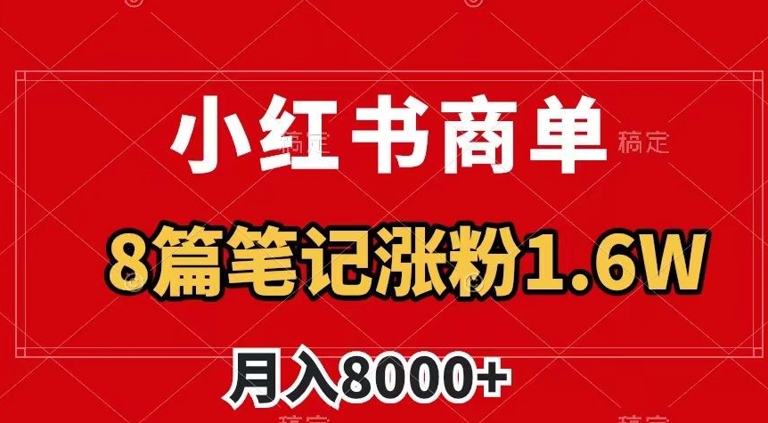 小红书商单最新玩法，8篇笔记涨粉1.6w，作品制作简单，月入8000+【揭秘】-八爪鱼资源库