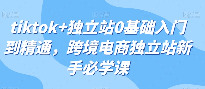 tiktok+独立站0基础入门到精通，跨境电商独立站新手必学课-八爪鱼资源库