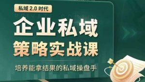 私域2.0时代：企业私域策略实战课，培养能拿结果的私域操盘手-八爪鱼资源库