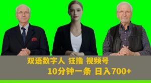 Ai生成双语数字人狂撸视频号，日入700+内附251G素材【揭秘】-八爪鱼资源库