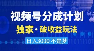 视频号分成计划，独家·破收益玩法，日入3000不是梦【揭秘】-八爪鱼资源库