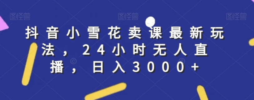 抖音小雪花卖课最新玩法，24小时无人直播，日入3000+【揭秘】-八爪鱼资源库