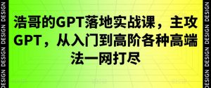 浩哥的GPT落地实战课，主攻GPT，从入门到高阶各种高端法一网打尽-八爪鱼资源库