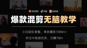 爆款混剪无脑教学，小白轻松掌握，单条播放100W+！秒过中视频任务，日赚700+【揭秘】-八爪鱼资源库