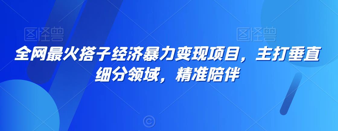 全网最火搭子经济暴力变现项目,主打垂直细分领域,精准陪伴【揭秘】-八爪鱼资源库