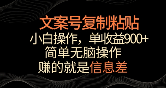文案号掘金,简单复制粘贴,小白操作,单作品收益900+【揭秘】-八爪鱼资源库