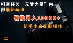 抖音任务“元梦之星”内部最新玩法，新手小白无脑操作，轻松月入10000+【揭秘】-八爪鱼资源库