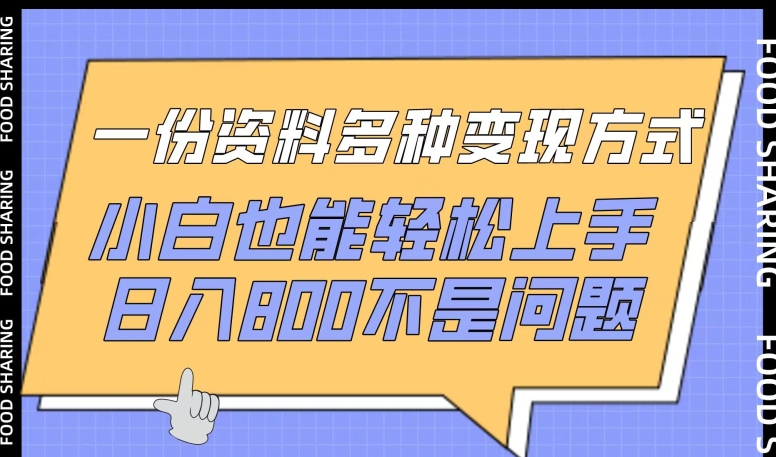 一份资料多种变现方式，小白也能轻松上手，日入800不是问题【揭秘】-八爪鱼资源库