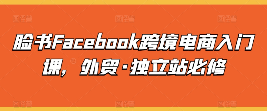 脸书Facebook跨境电商入门课,外贸·独立站必修-八爪鱼资源库