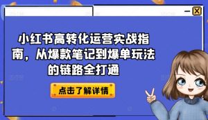 小红书高转化运营实战指南，从爆款笔记到爆单玩法的链路全打通-八爪鱼资源库