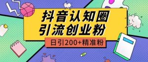 外面收费3980抖音认知圈引流创业粉玩法日引200+精准粉【揭秘】-八爪鱼资源库