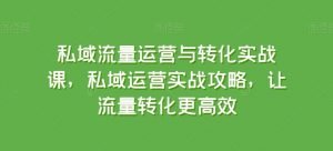 私域流量运营与转化实战课，私域运营实战攻略，让流量转化更高效-八爪鱼资源库