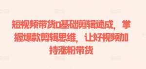 短视频带货0基础剪辑速成,掌握爆款剪辑思维,让好视频加持涨粉带货-八爪鱼资源库