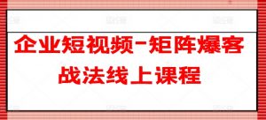 企业短视频-矩阵爆客战法线上课程-八爪鱼资源库