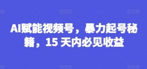 AI赋能视频号,暴力起号秘籍,15 天内必见收益【揭秘】-八爪鱼资源库