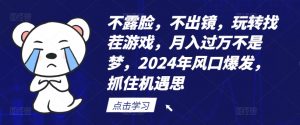 不露脸，不出镜，玩转找茬游戏，月入过万不是梦，2024年风口爆发，抓住机遇【揭秘】-八爪鱼资源库