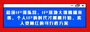 超级IP训练营,IP落地大课震撼来袭,个人IP的时代才刚刚开始,素人变网红的可行性方案-八爪鱼资源库
