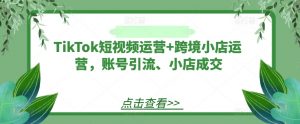 TikTok短视频运营+跨境小店运营，账号引流、小店成交-八爪鱼资源库