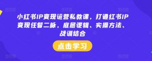 小红书IP变现运营私教课，打通红书IP变现任督二脉，底层逻辑、实操方法、战训结合-八爪鱼资源库