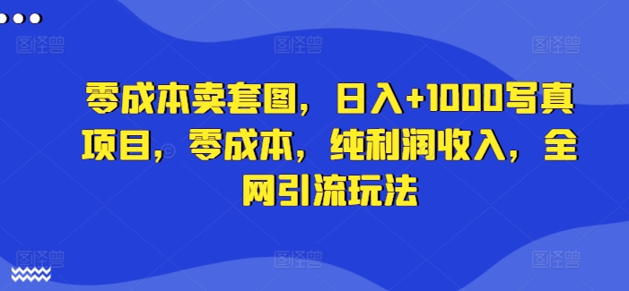 零成本卖套图，日入+1000写真项目，零成本，纯利润收入，全网引流玩法-八爪鱼资源库