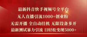 最新抖音快手视频号全平台无人直播引流1000+精准创业粉,日轻松变现5k+【揭秘】-八爪鱼资源库
