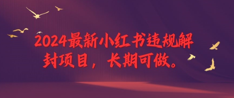 2024最新小红书违规解封项目，长期可做，一个可以做到退休的项目【揭秘】-八爪鱼资源库