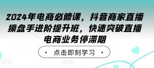 2024年电商必修课，抖音商家直播操盘手进阶提升班，快速突破直播电商业务停滞期-八爪鱼资源库