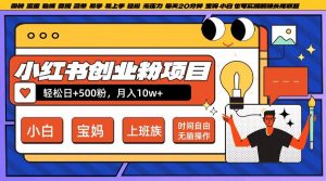 小红书创业粉项目日+500粉，每天20分钟躺赚长尾收益，无脑操作，宝妈，小白抓紧冲【揭秘】-八爪鱼资源库