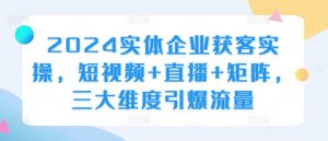 2024实体企业获客实操，短视频+直播+矩阵，三大维度引爆流量-八爪鱼资源库