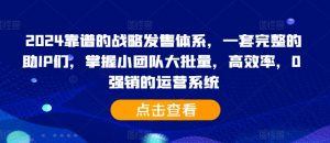 2024靠谱的战略发售体系,一套完整的助IP们,掌握小团队大批量,高效率,0 强销的运营系统-八爪鱼资源库